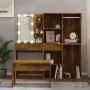 Vanity set with LED lights, smoked oak plywood by vidaXL, Bedroom furniture sets - Ref: Foro24-3114104, Price: 220,30 €, Disc...