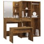 Vanity set with LED lights, smoked oak plywood by vidaXL, Bedroom furniture sets - Ref: Foro24-3114104, Price: 220,30 €, Disc...