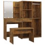 Vanity set with LED lights, smoked oak plywood by vidaXL, Bedroom furniture sets - Ref: Foro24-3114104, Price: 220,30 €, Disc...