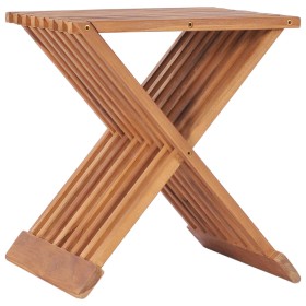 Taburete plegable de madera maciza de teca 40x32x45 cm de vidaXL, Taburetes y sillas plegables - Ref: Foro24-48992, Precio: 6...