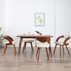 Dining chairs 4 pcs curved wood and cream synthetic leather by vidaXL, dining chairs - Ref: Foro24-278840, Price: 554,01 €, D...