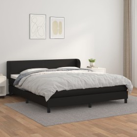 Box spring bed with black synthetic leather mattress 160x200 cm by vidaXL, Beds and slatted bases - Ref: Foro24-3127199, Pric...