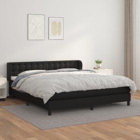 Box spring bed with black synthetic leather mattress 160x200 cm by vidaXL, Beds and slatted bases - Ref: Foro24-3127319, Pric...