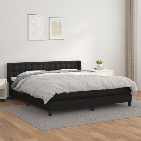 Box spring bed with black synthetic leather mattress 160x200 cm by vidaXL, Beds and slatted bases - Ref: Foro24-3130787, Pric...