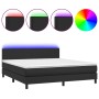 Cama box spring colchón y LED cuero sintético negro 160x200 cm de vidaXL, Camas y somieres - Ref: Foro24-3134111, Precio: 471...