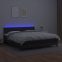 Cama box spring colchón y LED cuero sintético negro 160x200 cm de vidaXL, Camas y somieres - Ref: Foro24-3134111, Precio: 471...