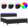 Boxspringbett mit Matratze und LED schwarzem Kunstleder 160x200 cm von vidaXL, Betten und Lattenroste - Ref: Foro24-3134231, ...