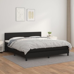 Box spring bed with black synthetic leather mattress 160x200 cm by vidaXL, Beds and slatted bases - Ref: Foro24-3141011, Pric...