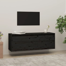 Solid black pine wood wall cabinet 100x30x35 cm by vidaXL, Shelves and shelves - Ref: Foro24-813473, Price: 84,99 €, Discount: %