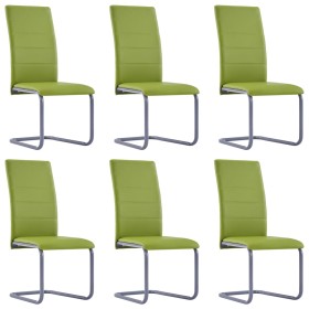 Cantilever dining chairs 6 units green synthetic leather by vidaXL, dining chairs - Ref: Foro24-278101, Price: 363,99 €, Disc...