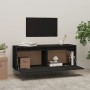 Solid black pine wood wall cabinet 100x30x35 cm