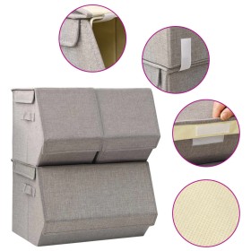 Stackable storage boxes 3 units gray fabric by vidaXL, Storage baskets - Ref: Foro24-332891, Price: 31,99 €, Discount: %