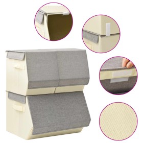 Set of stackable storage boxes 3 pcs gray and cream fabric by vidaXL, Storage baskets - Ref: Foro24-332892, Price: 36,99 €, D...