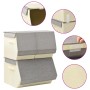 Juego de cajas de almacenaje apilables 3 uds tela gris y crema de vidaXL, Cestas para almacenaje - Ref: Foro24-332892, Precio...