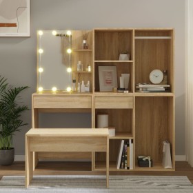 Sonoma Oak Plywood LED Vanity Set by vidaXL, Bedroom furniture sets - Ref: Foro24-3114101, Price: 221,26 €, Discount: %