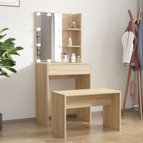 Sonoma Oak Plywood LED Vanity Set by vidaXL, Bedroom Dressers - Ref: Foro24-3114133, Price: 110,94 €, Discount: %