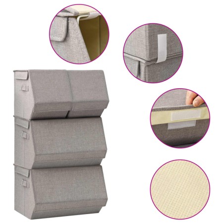 Set of stackable storage boxes 4 pcs gray fabric by vidaXL, Storage baskets - Ref: Foro24-332900, Price: 49,99 €, Discount: %