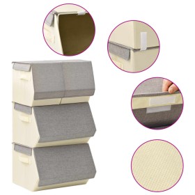 Set of stackable storage boxes 4 pcs gray and cream fabric by vidaXL, Storage baskets - Ref: Foro24-332901, Price: 45,45 €, D...