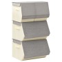 Juego de cajas de almacenaje apilables 4 uds tela gris y crema de vidaXL, Cestas para almacenaje - Ref: Foro24-332901, Precio...