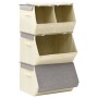 Juego de cajas de almacenaje apilables 4 uds tela gris y crema de vidaXL, Cestas para almacenaje - Ref: Foro24-332901, Precio...