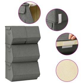 Set of stackable storage boxes 3 units anthracite gray fabric by vidaXL, Storage baskets - Ref: Foro24-332902, Price: 60,99 €...