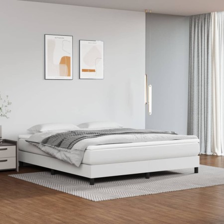 White synthetic leather bed frame 160x200 cm by vidaXL, Beds and slatted bases - Ref: Foro24-3120707, Price: 115,65 €, Discou...