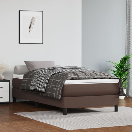 Estructura de cama de cuero sintético marrón 100x200 cm de vidaXL, Camas y somieres - Ref: Foro24-3120685, Precio: 89,04 €, D...