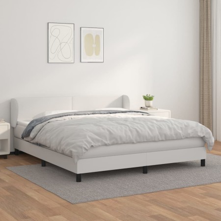 Cama box spring con colchón cuero sintético blanco 160x200 cm de vidaXL, Camas y somieres - Ref: Foro24-3127200, Precio: 467,...