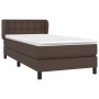 Box spring bed with brown synthetic leather mattress 100x200 cm by vidaXL, Beds and slatted bases - Ref: Foro24-3127298, Pric...