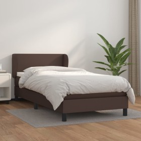 Box spring bed with brown synthetic leather mattress 100x200 cm by vidaXL, Beds and slatted bases - Ref: Foro24-3127178, Pric...