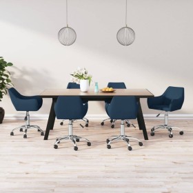 Swivel dining chairs 6 units blue fabric by vidaXL, dining chairs - Ref: Foro24-3090282, Price: 426,22 €, Discount: %