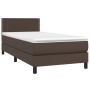 Box spring bed with mattress and LED brown synthetic leather 100x200 cm by vidaXL, Beds and slatted bases - Ref: Foro24-31341...