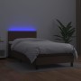 Box spring bed with mattress and LED brown synthetic leather 100x200 cm by vidaXL, Beds and slatted bases - Ref: Foro24-31341...