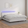 Box spring bed with mattress and LED white synthetic leather 160x200 cm by vidaXL, Beds and slatted bases - Ref: Foro24-31341...