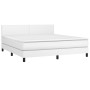 Cama box spring colchón y LED cuero sintético blanco 160x200 cm de vidaXL, Camas y somieres - Ref: Foro24-3134112, Precio: 48...