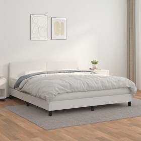 Cama box spring con colchón cuero sintético blanco 160x200 cm de vidaXL, Camas y somieres - Ref: Foro24-3141012, Precio: 460,...