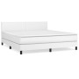 Box spring bed with white synthetic leather mattress 160x200 cm by vidaXL, Beds and slatted bases - Ref: Foro24-3141012, Pric...