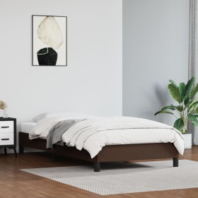 Brown synthetic leather bed frame 100x200 cm by vidaXL, Beds and slatted bases - Ref: Foro24-346889, Price: 88,63 €, Discount: %