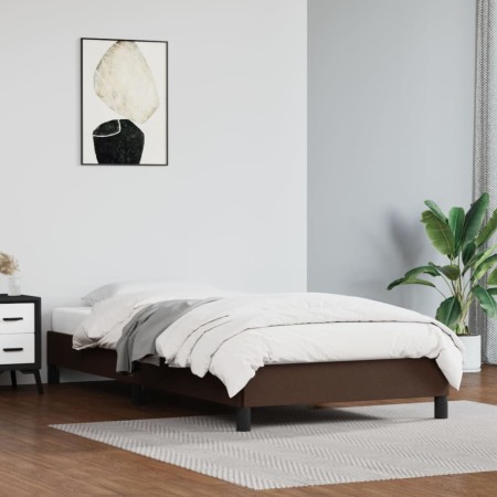 Brown synthetic leather bed frame 100x200 cm by vidaXL, Beds and slatted bases - Ref: Foro24-346889, Price: 88,49 €, Discount: %