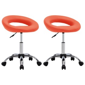 Sillas de comedor giratorias 2 uds cuero sintético naranja de vidaXL, Sillas de comedor - Ref: Foro24-333284, Precio: 85,99 €...