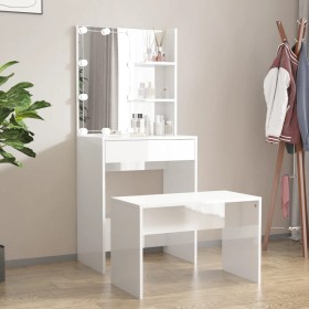 Vanity set with LED lights, made of bright white plywood. by vidaXL, Bedroom Dressers - Ref: Foro24-3114135, Price: 142,66 €,...