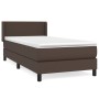 Cama box spring con colchón cuero sintético marrón 100x200 cm de vidaXL, Camas y somieres - Ref: Foro24-3130706, Precio: 342,...