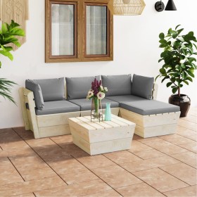 Garden furniture made of 5-piece pallets and fir wood cushions by vidaXL, Garden sets - Ref: Foro24-3063469, Price: 312,99 €,...