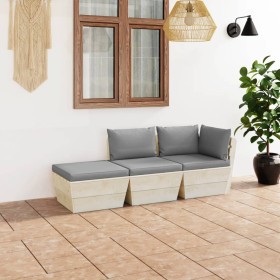 Garden furniture made of 3-piece pallets and fir wood cushions by vidaXL, Garden sets - Ref: Foro24-3063421, Price: 203,99 €,...