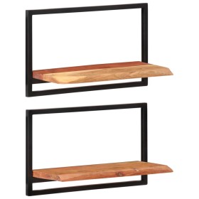 Wall shelves 2 units solid acacia wood 60x25x35 cm by vidaXL, Shelves and shelves - Ref: Foro24-338459, Price: 67,99 €, Disco...