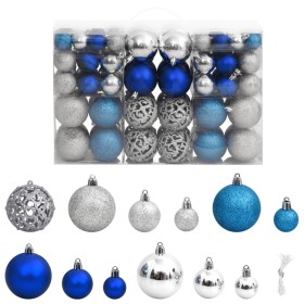 Bolas de Navidad 100 unidades azul y plateado 3 / 4 / 6 cm de vidaXL, Adornos festivos - Ref: Foro24-356105, Precio: 26,41 €,...