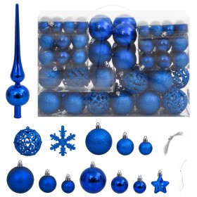 Weihnachtskugel-Set 111-teilig, blaues Polystyrol von vidaXL, Festliche Dekorationen - Ref: Foro24-356118, Preis: 47,99 €, Ra...