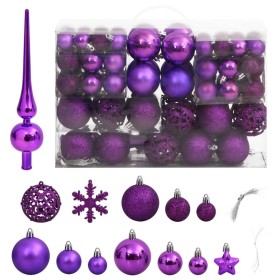 Christmas ball set 111 pieces purple polystyrene by vidaXL, Festive decorations - Ref: Foro24-356119, Price: 47,99 €, Discoun...