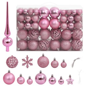 Juego de bolas de Navidad 111 pzas poliestireno rosa de vidaXL, Adornos festivos - Ref: Foro24-356117, Precio: 36,98 €, Descu...