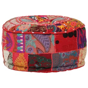 Round handmade cotton pachtwork pouf 40x20 cm red by vidaXL, Ottomans - Ref: Foro24-246571, Price: 54,99 €, Discount: %